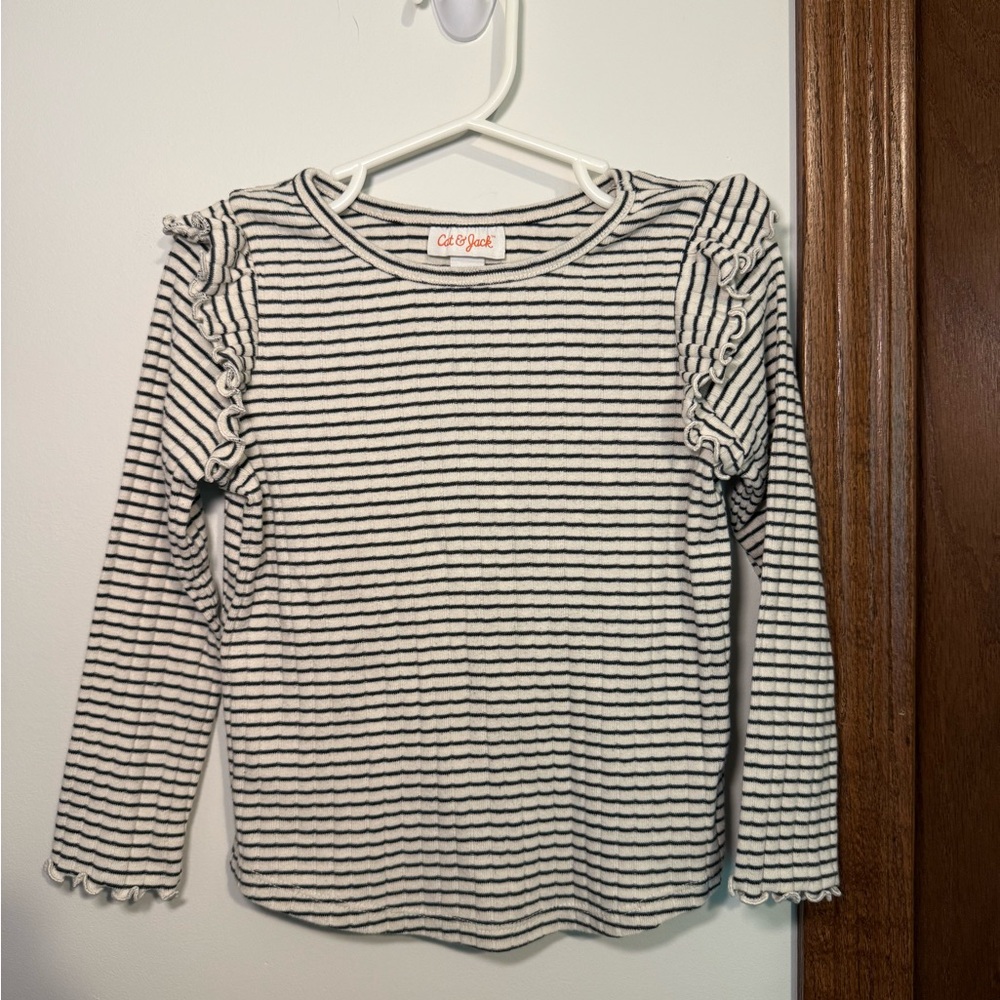 Cat & Jack Black and White Long Sleeve Striped Tee